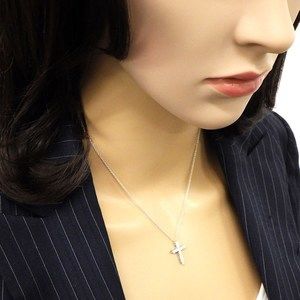Tiffany Cross Small Necklace Diamond Platinum